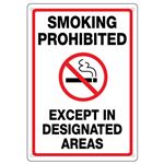 Smoking Prohibited Except in Designated Areas Sign